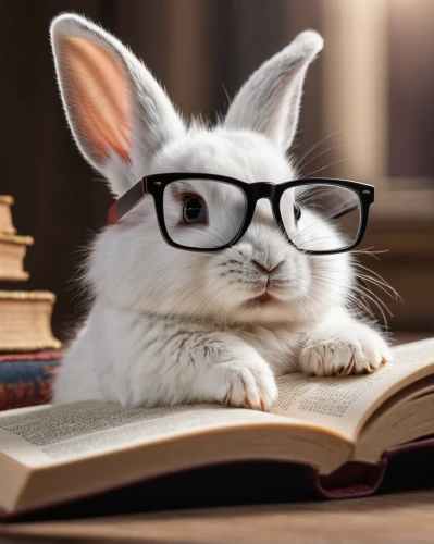 reading glasses,book glasses,bookworm,european rabbit,scholar,domestic rabbit,dwarf rabbit,librarian,relaxing reading,reading owl,read a book,white rabbit,snowshoe hare,no ear bunny,white bunny,to study,e-book readers,reading,lepus europaeus,angora rabbit,Photography,General,Natural