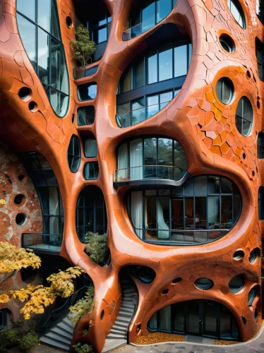 corten steel,honeycomb structure,building honeycomb,hotel w barcelona,futuristic architecture,the hive,trypophobia,cubic house,kirrarchitecture,eco hotel,jewelry（architecture）,insect house,outdoor structure,urban design,mixed-use,helix,arhitecture,modern architecture,casa fuster hotel,steel sculpture,Photography,General,Sci-Fi