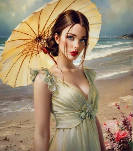 parasol,fantasy portrait,romantic portrait,fantasy picture,the sea maid,summer umbrella,romantic look,girl in a long dress,vintage woman,umbrella,photoshop manipulation,photo manipulation,fantasy art,the wind from the sea,vintage girl,beach umbrella,emile vernon,photomanipulation,magnolia,victorian lady
