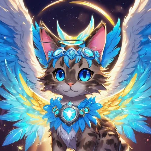 owl background,kawaii owl,capricorn kitz,navi,gryphon,garuda,harpy,luna,ori-pei,celestial,show off aurora,sun moon,strix nebulosa,cat child,summoner,owl,zefir,merlin,astral traveler,owl art,Illustration,Japanese style,Japanese Style 03