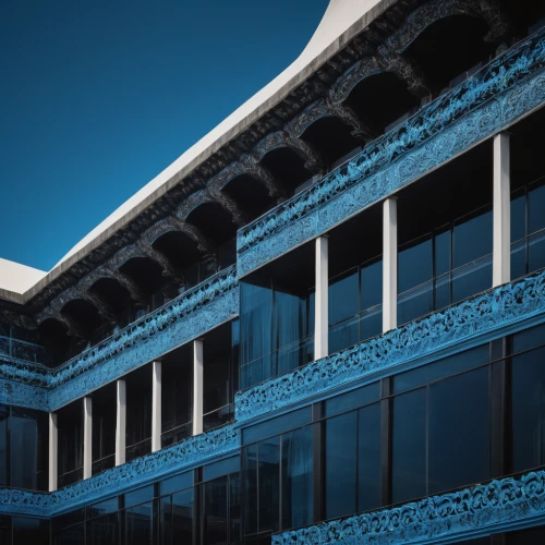 glass facades,balconies,classical architecture,facades,chinese architecture,entablature,architectural detail,block balcony,render,architecture,glass facade,office buildings,facade panels,blue hour,office building,colonnade,3d rendering,architectural,details architecture,jewelry（architecture）,Photography,General,Fantasy