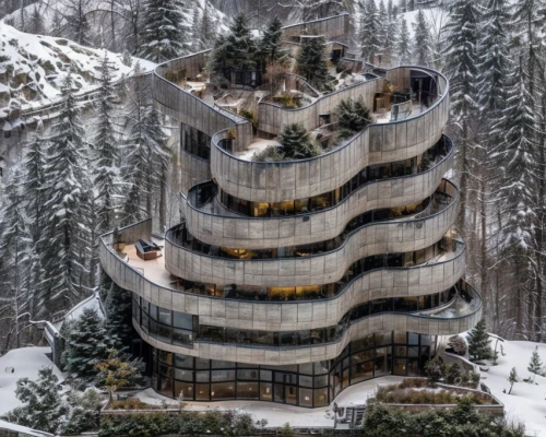 avalanche protection,ski resort,house in mountains,tree house hotel,house in the mountains,snowhotel,apartment building,winter house,snow shelter,snow house,alpine restaurant,luxury hotel,mountain hut,tree house,residential tower,house in the forest,apartment complex,apartment block,alpine style,syringe house,Architecture,General,Modern,Elemental Architecture