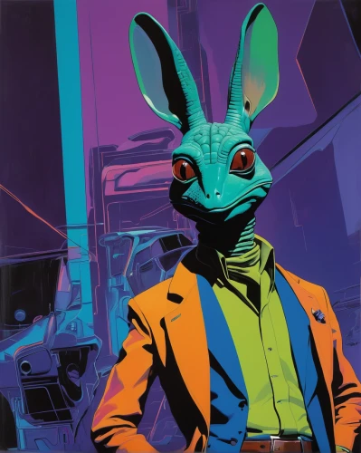 jack rabbit,gray hare,suit,jackrabbit,hare,cyan,jackal,american snapshot'hare,businessman,the suit,color rat,rabbit,easter-colors,easter theme,thumper,suit actor,bun,game art,anaglyph,cangaroo,Conceptual Art,Sci-Fi,Sci-Fi 23