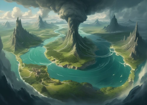 mushroom island,fantasy landscape,floating islands,an island far away landscape,floating island,mushroom landscape,druid grove,northrend,aeolian landform,underwater landscape,islands,island of fyn,swampy landscape,cloud mountain,island of juist,the island,landform,cloud mountains,world digital painting,peninsula,Conceptual Art,Fantasy,Fantasy 01