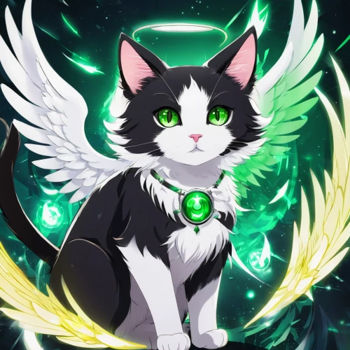 emerald,capricorn kitz,hollyleaf cherry,strix nebulosa,nepeta,artemis,cat vector,aurora,show off aurora,green aurora,argus,caerula,malachite,magpie cat,patrol,cat child,wiz,eris,pollux,incarnate clover,Illustration,Japanese style,Japanese Style 03