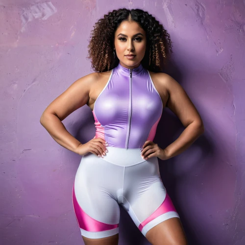 leotard,latex clothing,spandex,photo session in bodysuit,bodysuit,wrestling singlet,thick,santana,purple and pink,purple,one-piece garment,gymnast,jumpsuit,mauve,sportswear,cellulite,purple background,ash leigh,brie,latex,Photography,General,Natural