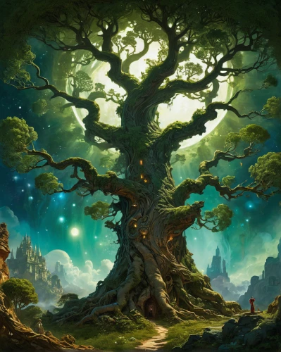 celtic tree,magic tree,tree of life,oak tree,flourishing tree,elven forest,enchanted forest,forest tree,fantasy picture,bodhi tree,druid grove,the branches of the tree,fantasy landscape,the roots of trees,fantasy art,green tree,fairy forest,wondertree,colorful tree of life,argan tree,Conceptual Art,Fantasy,Fantasy 05