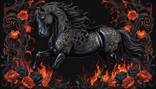 fire horse,black horse,bronze horseman,horseman,fire screen,equine,painted horse,warm-blooded mare,belgian horse,arabian horse,draft horse,carousel horse,equestrian,horse-rocking chair,carnival horse,horse,alpha horse,shire horse,weehl horse,wild horse,Illustration,Realistic Fantasy,Realistic Fantasy 46