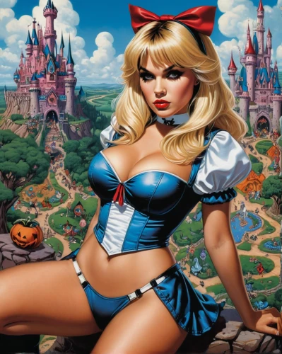 fantasy woman,fantasy girl,alice,alice in wonderland,cinderella,fairy tale character,fantasy art,pin ups,fantasy picture,fantasy world,euro disney,disney character,pin-up girl,the disneyland resort,disney,disneyland park,queen of hearts,disneyland,3d fantasy,pin-up girls,Illustration,American Style,American Style 05