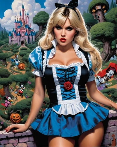 alice in wonderland,alice,fairy tale character,fantasy girl,fantasy woman,queen of hearts,fairytale characters,wonderland,pin-up girls,connie stevens - female,minnie mouse,helloween,heidi country,euro disney,retro pin up girls,pin ups,pin-up girl,disney character,female doll,pin up girls,Illustration,American Style,American Style 05