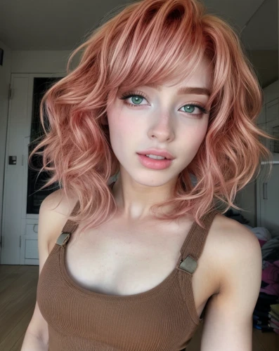 realdoll,peach color,natural pink,pink hair,caramel color,rose gold,pink and brown,peach,baby pink,natural color,light pink,pink beauty,peach rose,peach tan,cinnamon girl,caramel,burning hair,color pink,redhead doll,pink