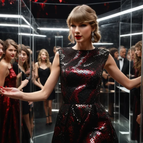 wax figures,red gown,red dress,red tunic,red confetti,in red dress,wax figures museum,diamond red,lady in red,man in red dress,barbie doll,red,red coat,mirror ball,red bow,mannequins,catwalk,glass wall,dress walk black,girl in red dress,Photography,Black and white photography,Black and White Photography 02