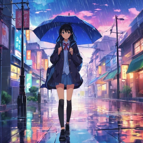 blue rain,walking in the rain,umbrella,rainy,umbrellas,in the rain,raincoat,summer umbrella,anime japanese clothing,rain,asian umbrella,rainy day,after rain,after the rain,light rain,rainy season,shibuya,japanese umbrella,heavy rain,rainy weather,Illustration,Japanese style,Japanese Style 03