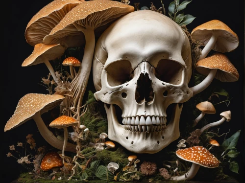 amanita,agaricaceae,edible mushrooms,agaric,skull bones,medicinal mushroom,poisonous,wild mushrooms,trumpet chanterelle,agaricus,chanterelle,skull illustration,fly agaric,skulls,skulls and,witches boletus,mushrooming,skull sculpture,edible mushroom,memento mori