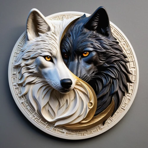 wolf couple,two wolves,silver coin,decorative plate,fairy tale icons,litecoin,wolves,wooden plate,ethereum icon,dogecoin,silver fox,wood carving,silversmith,paper art,foxes,wood art,coins,wall clock,wall plate,breakfast plate