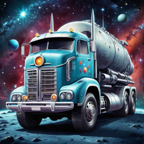 concrete mixer truck,concrete mixer,tank truck,tractor trailer,truck driver,semi,kamaz,18-wheeler,cybertruck,peterbilt,truck stop,ready-mix concrete,big rig,freight transport,commercial vehicle,truck,zil-4104,astronomer,trucking,zil,Conceptual Art,Sci-Fi,Sci-Fi 30