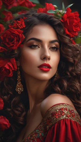 red roses,red rose,scent of roses,romantic portrait,with roses,romantic look,red gown,lady in red,wild roses,persian poet,red petals,flower of passion,romantic rose,persian,indian bride,women's cosmetics,beautiful girl with flowers,red-yellow rose,roses,yellow rose background,Photography,General,Fantasy