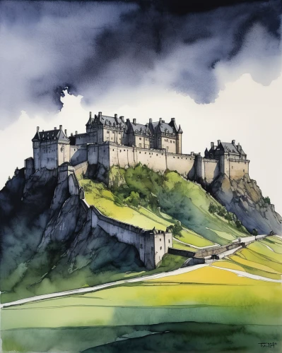 castle bran,eilean donan,scottish folly,eilean donan castle,bamburgh,scotland,edinburgh,castles,watercolour,citadelle,ruined castle,castel,scottish,the old course,castle,summit castle,northumberland,haunted castle,watercolor sketch,old course,Conceptual Art,Fantasy,Fantasy 28