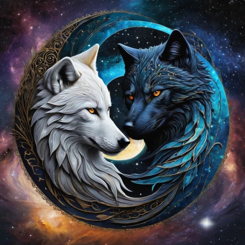 wolf couple,two wolves,constellation wolf,wolves,sun and moon,yinyang,yin-yang,yin yang,yin and yang,the moon and the stars,howling wolf,werewolves,celestial bodies,moon and star,wolf,moon and star background,moon phase,wolf's milk,moons,phase of the moon