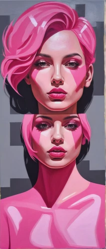 painting technique,pink double,girl-in-pop-art,pop art woman,pink vector,popart,pink squares,meticulous painting,pink lady,oil painting on canvas,modern pop art,pink large,painting work,cool pop art,unfinished,acrylic paint,oil on canvas,woman face,pink diamond,effect pop art,Art,Artistic Painting,Artistic Painting 34