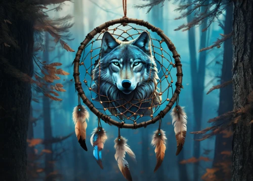 dream catcher,dreamcatcher,howling wolf,shamanic,totem,wolves,shamanism,dreams catcher,wind chime,wolf,mirror of souls,howl,fantasy art,fantasy picture,cuckoo clock,two wolves,wolf hunting,gray wolf,canidae,locket
