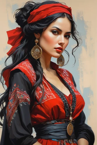 red tunic,gypsy soul,red riding hood,fantasy art,lady in red,little red riding hood,fantasy portrait,red coat,queen of hearts,gypsy,gipsy,oriental princess,musketeer,romantic portrait,orientalism,boho art,geisha girl,rosella,comely,scarlet sail,Illustration,Black and White,Black and White 01
