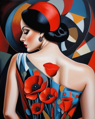 art deco woman,italian painter,david bates,glass painting,art deco,oil painting on canvas,fabric painting,carol m highsmith,art painting,retro pin up girl,carol colman,bodypainting,meticulous painting,fashion illustration,pin up girl,geisha girl,flamenco,decorative figure,body painting,bibernell rose,Art,Artistic Painting,Artistic Painting 42