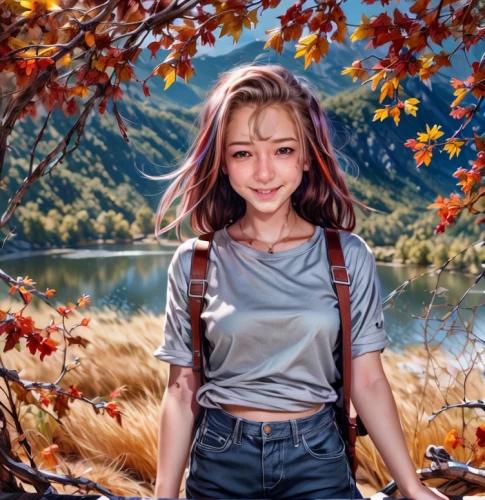 autumn background,world digital painting,digital painting,portrait background,autumn icon,photo painting,girl with tree,girl portrait,autumn photo session,fantasy portrait,girl on the river,autumn theme,landscape background,digital art,in the fall,autumn day,the autumn,in the autumn,autumn,little girl in wind