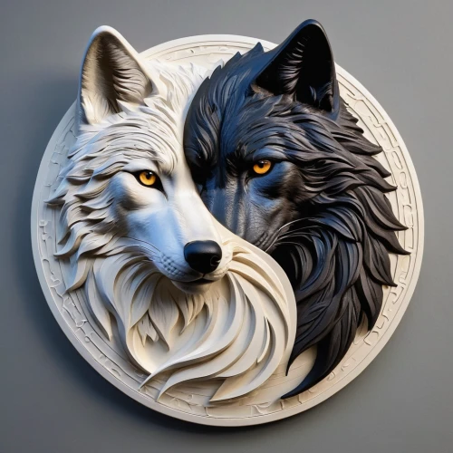 wolf couple,two wolves,wood carving,wooden plate,wood art,decorative plate,wolves,carved wood,allies sculpture,silver fox,silver coin,silversmith,fairy tale icons,3d model,ashtray,paper art,swirl,gray wolf,ceramics,stoneware