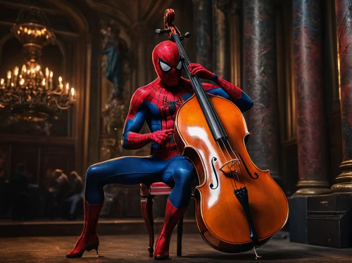 cello,cellist,violoncello,philharmonic orchestra,octobass,symphony orchestra,double bass,spider-man,spiderman,violone,orchestra,concertmaster,composer,classical music,violinist violinist,upright bass,bass violin,orchesta,crab violinist,spider man,Photography,General,Fantasy