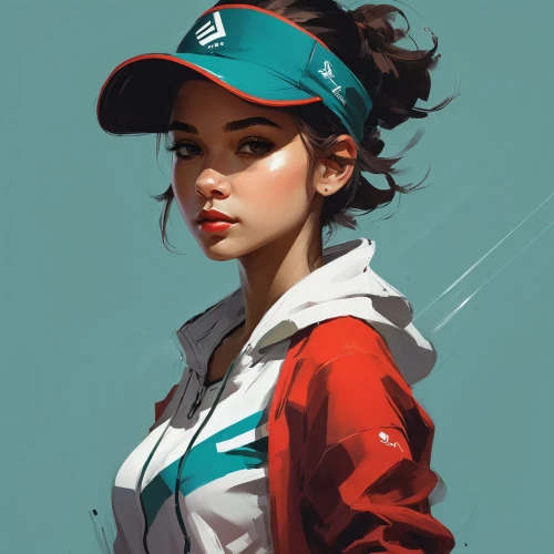 vector girl,sports girl,puma,golfer,girl wearing hat,teal and orange,girl portrait,teal,digital painting,cyan,study,sporty,retro girl,turquoise,tracer,color turquoise,baseball cap,vector illustration,trainer,girl drawing,Conceptual Art,Fantasy,Fantasy 06