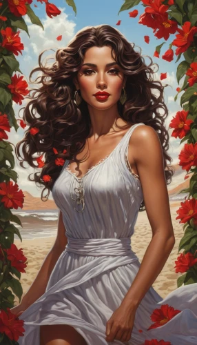 desert rose,girl in flowers,rosa ' amber cover,rosebushes,red roses,rosa bonita,beach background,hula,aphrodite,way of the roses,rose white and red,with roses,rose of sharon,beach moonflower,beautiful girl with flowers,splendor of flowers,flower background,red tablecloth,free land-rose,sea beach-marigold,Illustration,American Style,American Style 07