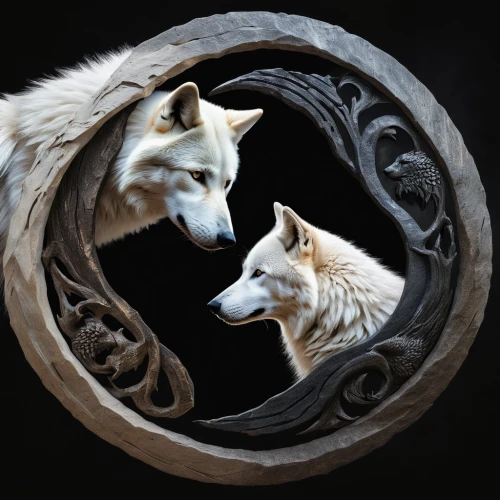 two wolves,howling wolf,huskies,wolves,wolf couple,canines,yin-yang,mirror of souls,yinyang,yin and yang,yin yang,white shepherd,canidae,nine-tailed,canis lupus,howl,sled dog,dog sled,constellation wolf,werewolves