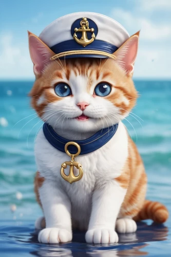 aegean cat,naval officer,marine animal,admiral,sailor,cat-ketch,napoleon cat,admiral von tromp,nautical star,nautical clip art,navy beans,commodore,delta sailor,nautical,cat image,usn,seafarer,nautical banner,cat on a blue background,cartoon cat,Illustration,Realistic Fantasy,Realistic Fantasy 19