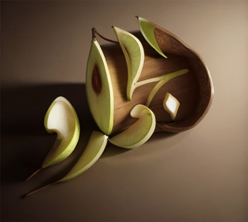 sliced avocado,seed pod,cardamom,magnolia leaf,walnut leaf,golden apple,low poly coffee,pistachio nuts,seed pods,starfruit,cinema 4d,crown chocolates,pointed gourd,chocolate letter,kiwifruit,sliced lime,chestnut leaf,star fruit,kiwis,crown render,Realistic,Foods,Pear