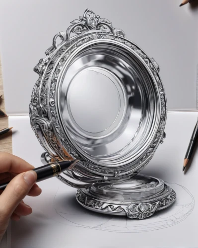 makeup mirror,magnifier glass,magnifying glass,decorative plate,parabolic mirror,reading magnifying glass,magnify glass,circle shape frame,oval frame,magnifying lens,silversmith,mirror frame,the mirror,decorative frame,silver lacquer,magic mirror,magnifying,magnifier,silver frame,icon magnifying