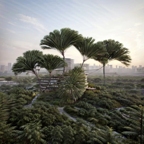 virtual landscape,landscape plan,trees with stitching,terraforming,artificial island,roof landscape,landscape designers sydney,landscape design sydney,gardens by the bay,futuristic landscape,ecological sustainable development,biome,tropical and subtropical coniferous forests,artificial islands,3d rendering,palm garden,roof garden,garden of plants,view panorama landscape,palma trees,Architecture,Large Public Buildings,Modern,Natural Sustainability