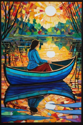 girl on the boat,row boat,boat landscape,canoe,girl on the river,glass painting,canoeing,fishing float,kayaker,picnic boat,canoes,kayak,kayaking,oil painting on canvas,autumn idyll,paddle boat,row-boat,indigenous painting,paddler,rowboats,Art,Artistic Painting,Artistic Painting 23