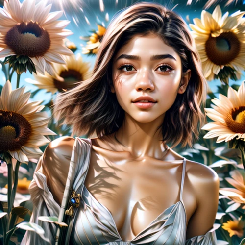 girl in flowers,digital painting,sunflowers,sunflower lace background,sunflower,digital art,portrait background,sunflower field,world digital painting,flower background,flower painting,sun flowers,flower art,digital artwork,beautiful girl with flowers,floral background,sunflower coloring,rosa ' amber cover,fantasy portrait,photo painting