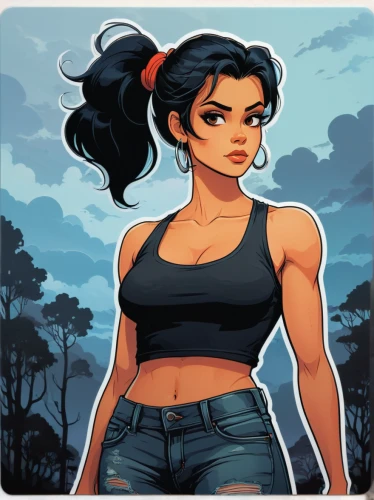 rosa ' amber cover,croft,game illustration,muscle woman,maya,dusk background,lara,jaya,cassia,mulan,game art,strong woman,tumblr icon,hiking,workout icons,crop top,portrait background,hike,moana,strong women,Illustration,Abstract Fantasy,Abstract Fantasy 19