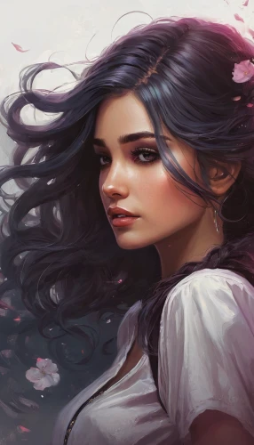 fantasy portrait,jasmine blossom,mystical portrait of a girl,rosa ' amber cover,eglantine,rose of sharon,rosa 'the fairy,lilac blossom,fae,seerose,jasmine,la violetta,rosa,vanessa (butterfly),fairy tale character,fallen petals,mulan,acerola,falling flowers,girl in flowers,Conceptual Art,Fantasy,Fantasy 17