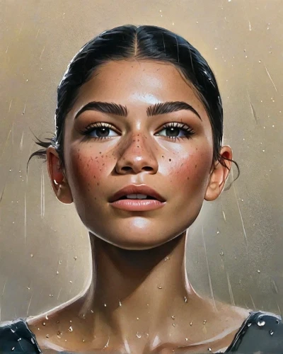 tears bronze,oil on canvas,oil painting on canvas,rosa ' amber cover,golden rain,mystical portrait of a girl,oil painting,wet,girl portrait,wet girl,fantasy portrait,mary-gold,portrait of a girl,iapetus,world digital painting,angel's tears,mulan,zodiac sign libra,digital painting,painting technique