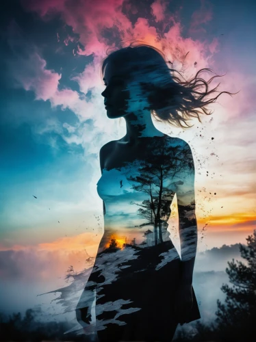double exposure,multiple exposure,photo manipulation,woman silhouette,mystical portrait of a girl,photomanipulation,little girl in wind,image manipulation,conceptual photography,photoshop manipulation,creative background,girl on the dune,art photography,girl with tree,becoming,women silhouettes,woman thinking,silhouette against the sky,distant vision,boho background,Photography,Artistic Photography,Artistic Photography 04