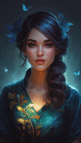 fantasy portrait,vanessa (butterfly),mystical portrait of a girl,blue enchantress,faerie,faery,fantasy art,fairy tale character,blue butterflies,fantasy picture,rosa 'the fairy,butterfly background,gatekeeper (butterfly),portrait background,rosa ' amber cover,ulysses butterfly,jasmine blue,world digital painting,fae,fantasy woman,Conceptual Art,Fantasy,Fantasy 17