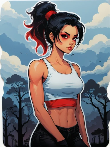 muscle woman,workout icons,rockabella,crop top,rosa ' amber cover,mulan,game illustration,croft,playmat,portrait background,kali,strong woman,tumblr icon,jaya,gym girl,dusk background,sports girl,phone icon,bandana background,twitch icon,Illustration,Abstract Fantasy,Abstract Fantasy 19
