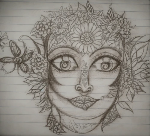 zentangle,floral doodles,elven flower,doodles,girl in a wreath,flower crown of christ,dryad,venetian mask,floral design,flower line art,pencil and paper,flower drawing,faerie,girl in flowers,woman's face,headdress,flora,boho art,flower fairy,mandala flower drawing