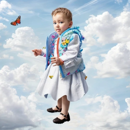 little girl in wind,flying girl,sky butterfly,baby & toddler clothing,chasing butterflies,julia butterfly,kite flyer,fly a kite,parachute jumper,little girl with umbrella,cupido (butterfly),lepidopterist,ulysses butterfly,child fairy,image manipulation,janome butterfly,parachute fly,believe can fly,conceptual photography,skydiver,Common,Common,Natural