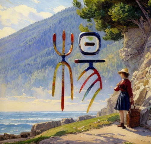 indigenous painting,petroglyph art symbols,totem,pilgrim,travelers,whistler,gondola,woman walking,vancouver,man at the sea,petroglyph figures,painting technique,advertising figure,public art,indigenous culture,walking man,rock art,khokhloma painting,nz,natives,Calligraphy,Painting,Oil Painting At Sea