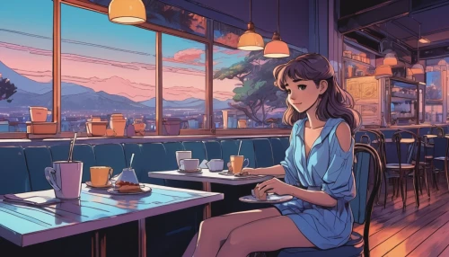 watercolor cafe,woman at cafe,coffee shop,paris cafe,cafe,the coffee shop,summer evening,izakaya,evening atmosphere,watercolor tea shop,street cafe,coffee tea illustration,diner,coffeehouse,tearoom,café,japanese restaurant,retro diner,women at cafe,neon coffee,Illustration,Japanese style,Japanese Style 07