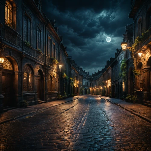 the cobbled streets,medieval street,cobblestone,cobblestones,prague,night scene,dark gothic mood,night image,transylvania,st petersburg,cobble,evening atmosphere,light of night,old linden alley,cobbles,saintpetersburg,saint petersburg,poland,bremen,narrow street,Photography,General,Fantasy